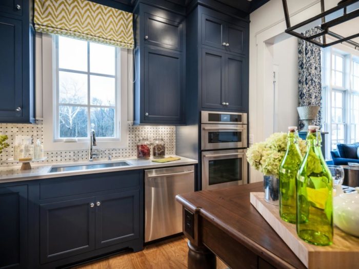 Update Your Kitchen With Blue Cabinetry and White Countertops.