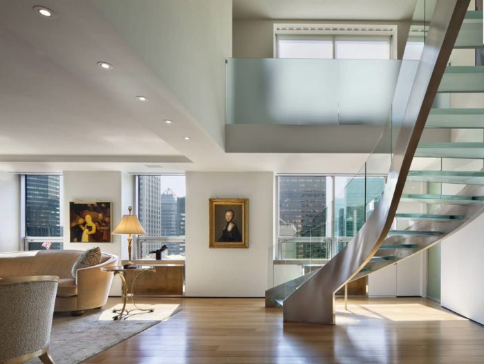 Glass Staircases in a Modern Living Room