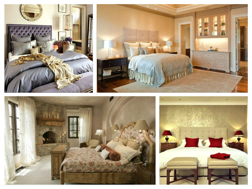 A collage of pictures "making" a bedroom together.
