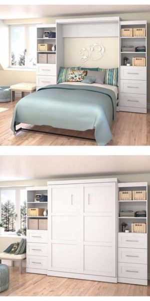 Two pictures of storage beds.