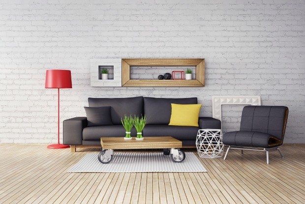 A modern living room with trade furniture.