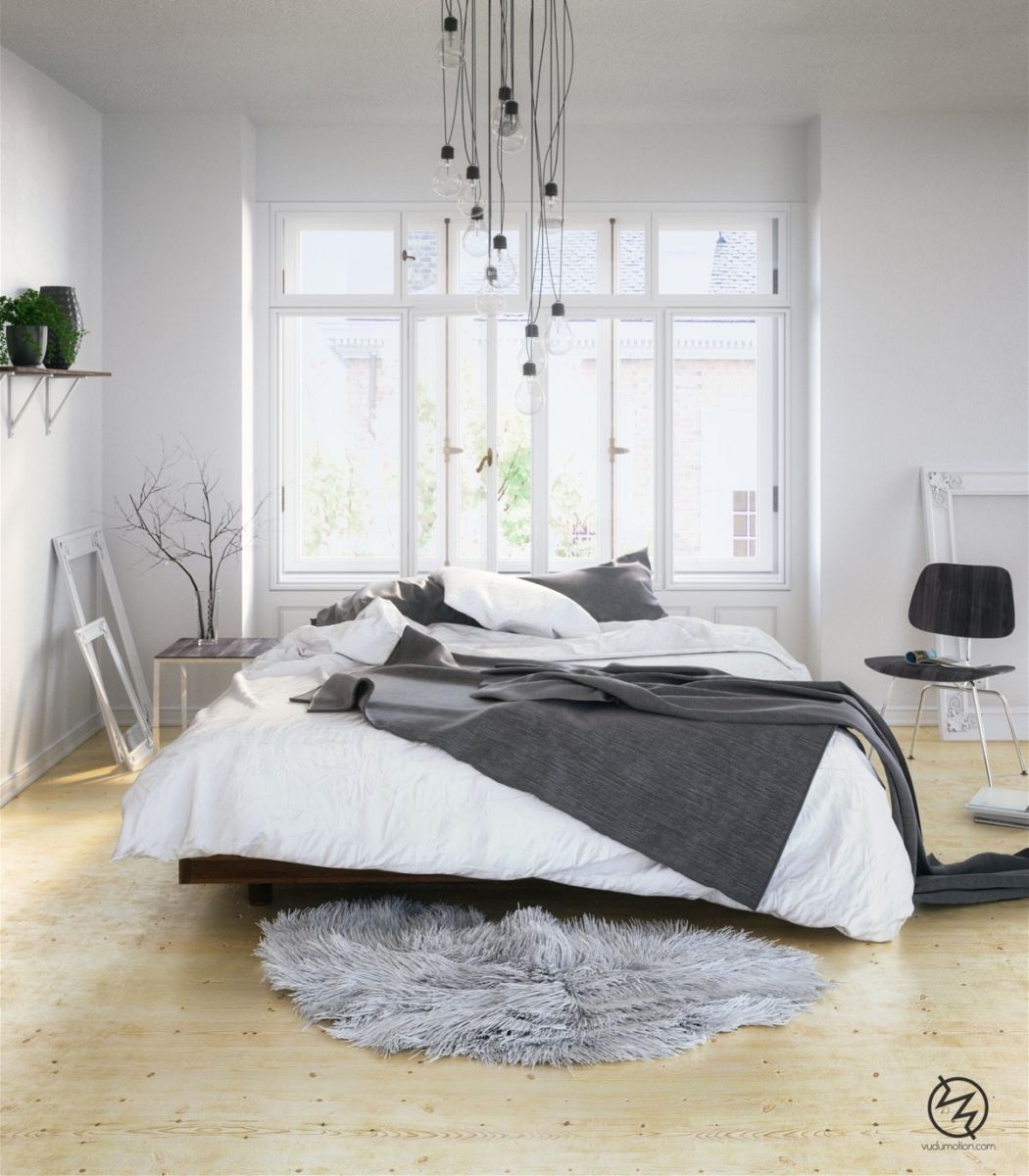 A Scandinavian-inspired bedroom.