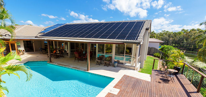 A virtual house equipped with a solar power system.
