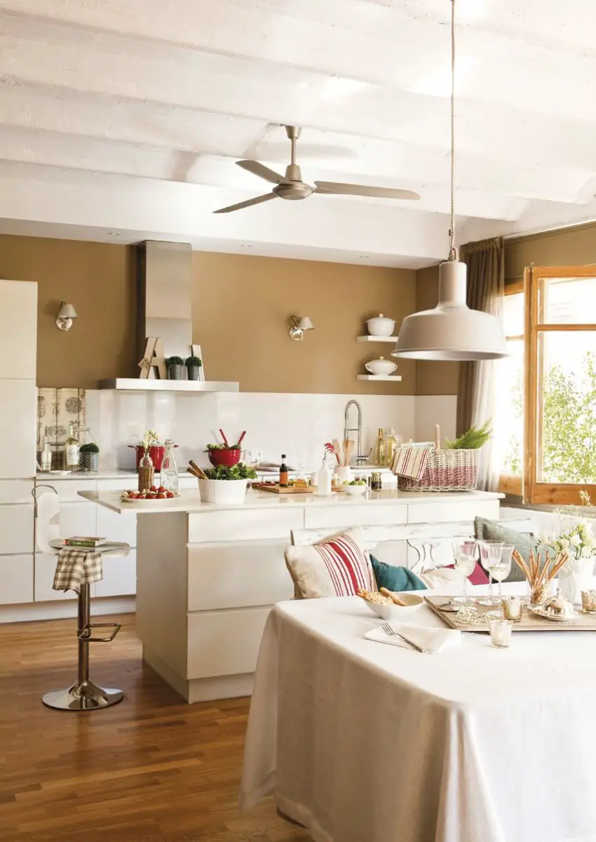 A white kitchen in a house.