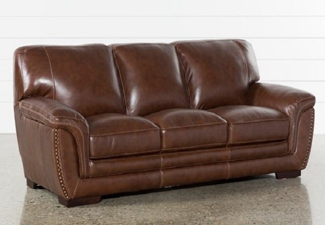 A brown leather sofa.