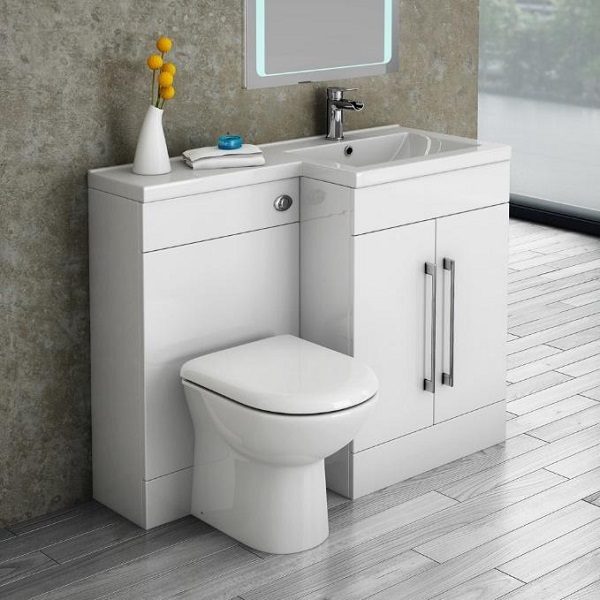 A renovated bathroom with a toilet and sink.
