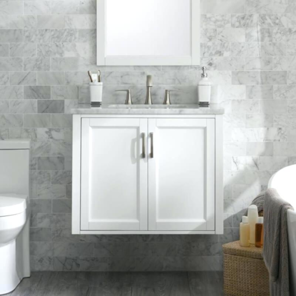 Achieve a more spacious bathroom feel with a floating vanity