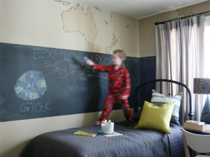 A chalkboard can be a unique decor piece that promotes fun and creativity