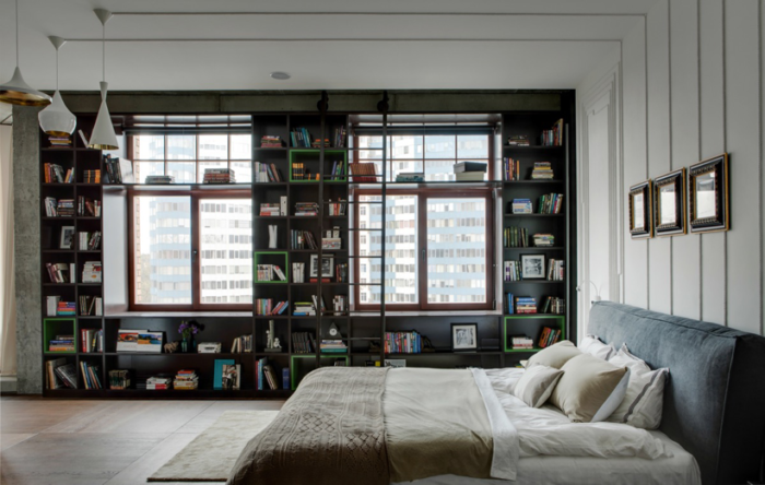 Bookshelves for window frames