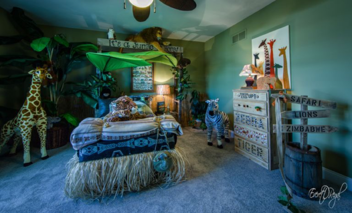 Let your kids' bedroom mimic the wild as extensively as possible