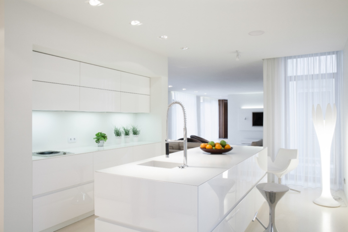 Minimalism in white kitchen