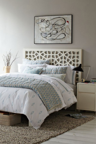 The Moroccan-style motif on this headboard is both interesting and non-extravagant