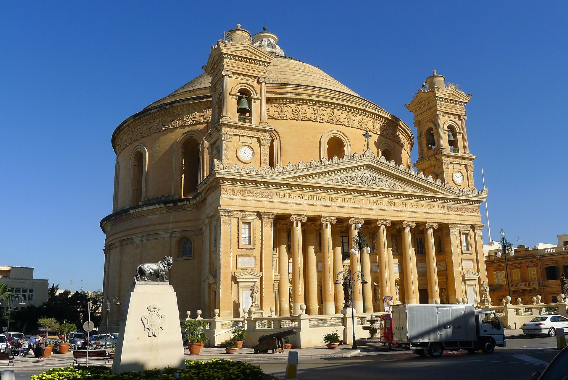 A large clock tower building in Malta.