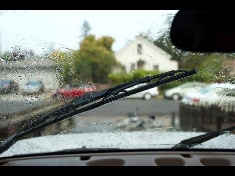 Silent windshield wiper in car.