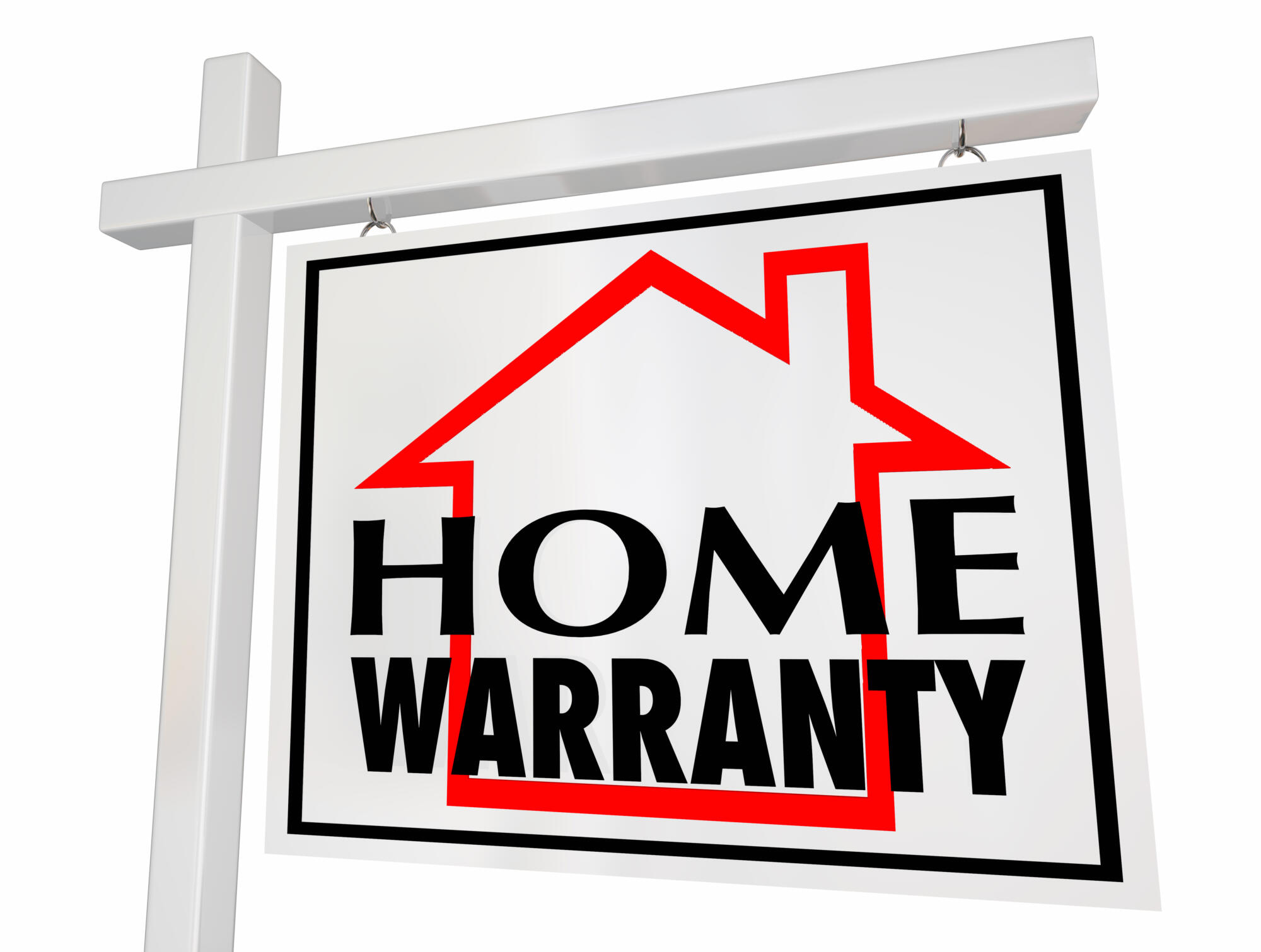 A sign indicating the purchase of a home warranty on a white background.