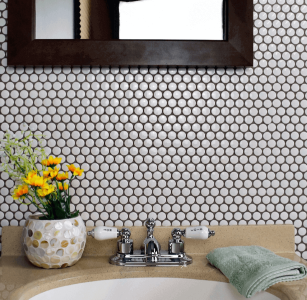 brigh penny tile bathroom design