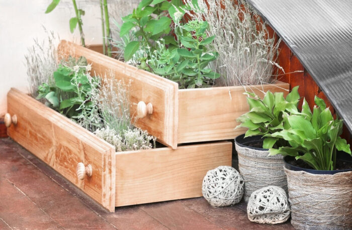 Create a minimalist garden with Houseplant pots on a table