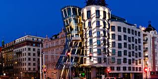 The cool architectural dancing house in Prague, Czech Republic.