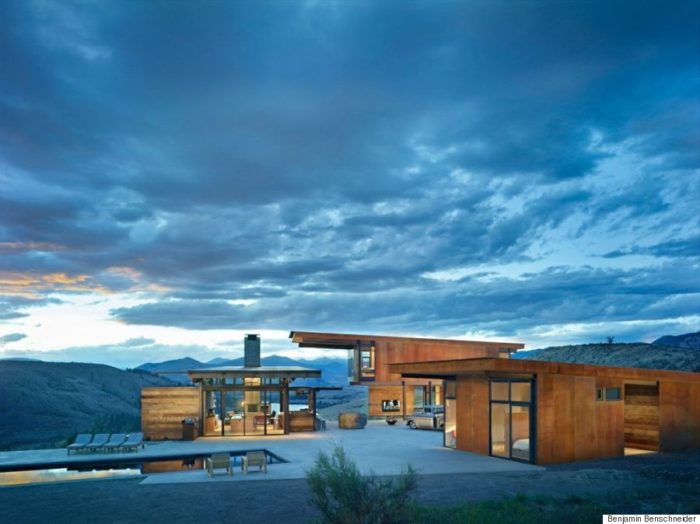A modern home in the mountains, designed with a contemporary touch.