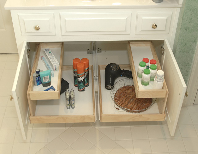 A bathroom vanity with two drawers providing ample storage space.
