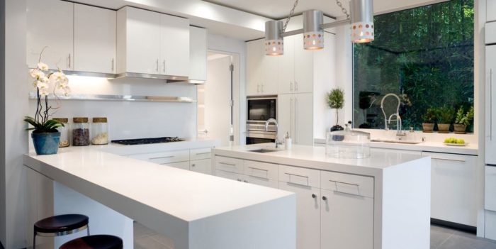 A white kitchen with a center island for Kitchen Cabinet Makeover Ideas.