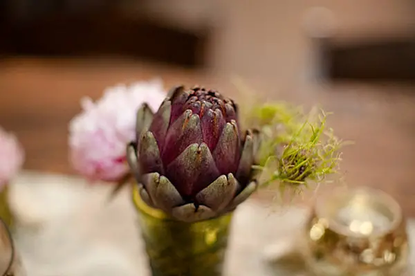 An artichoke dining room table centerpiece.