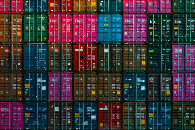 Colorful container stacked