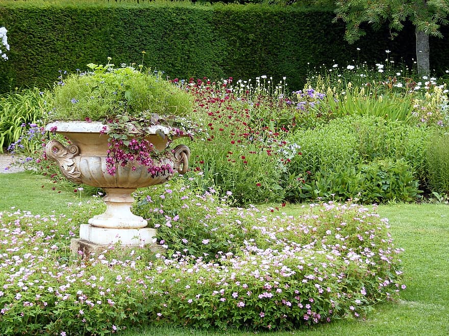 A DIY garden project featuring a large urn.