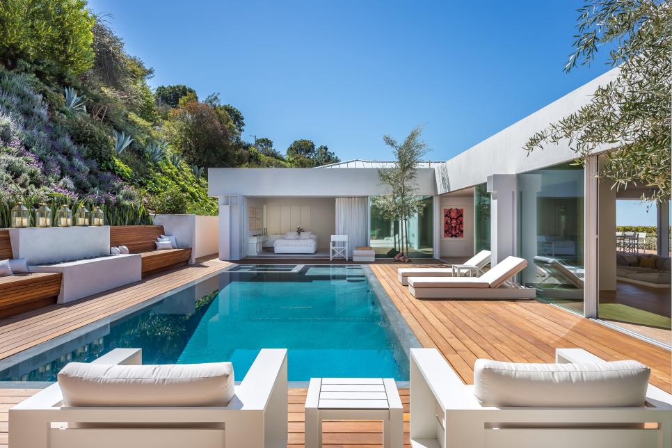 A modern home with a celebrity-inspired swimming pool.