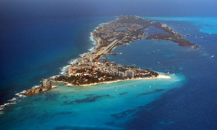 An aerial view of Isla Mujeres.