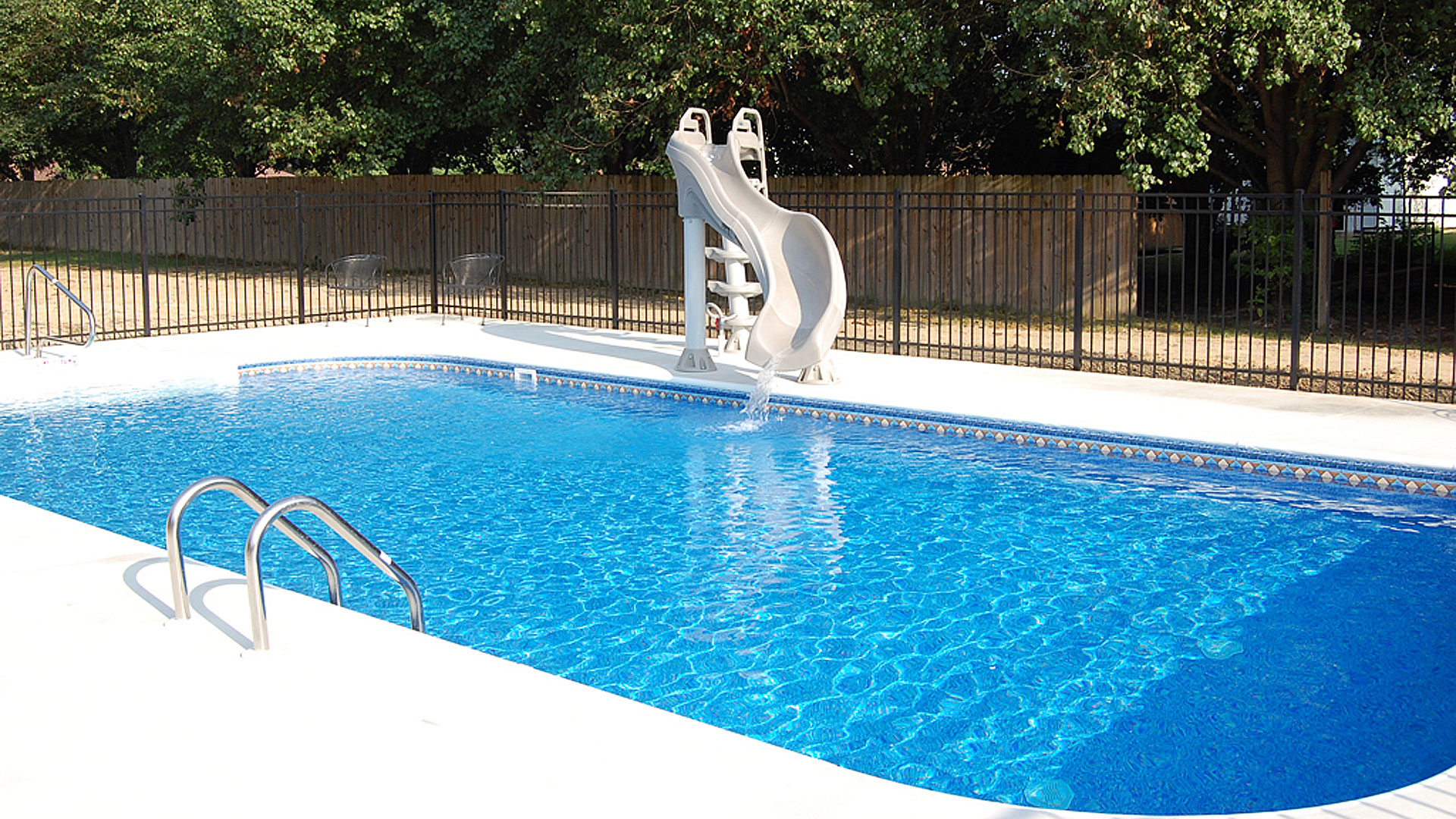 A pool with a slide.