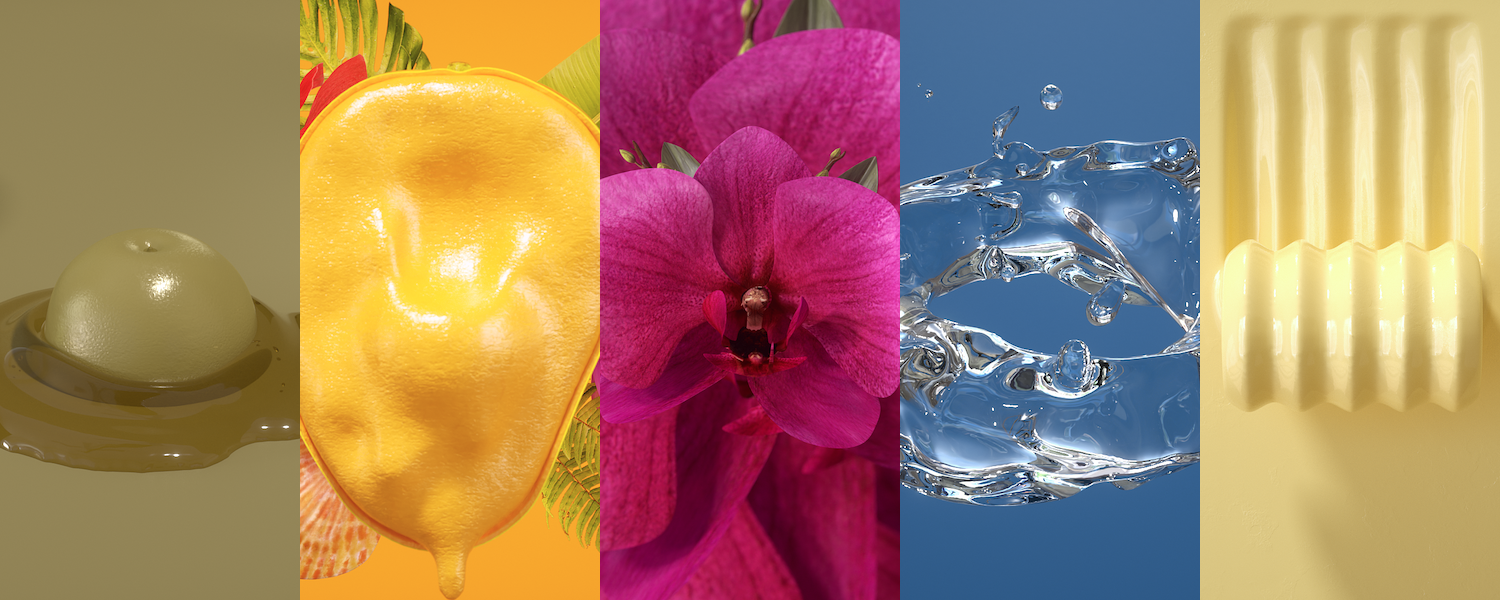 A series of colorful flower images depicting the color trend for 2022.