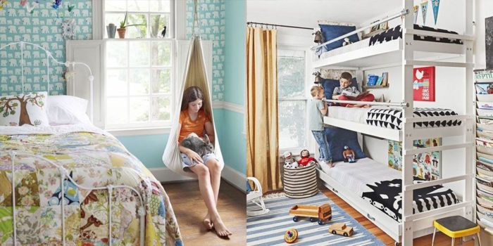 Decorate the Kids' Room with bunk beds for a boy and girl.