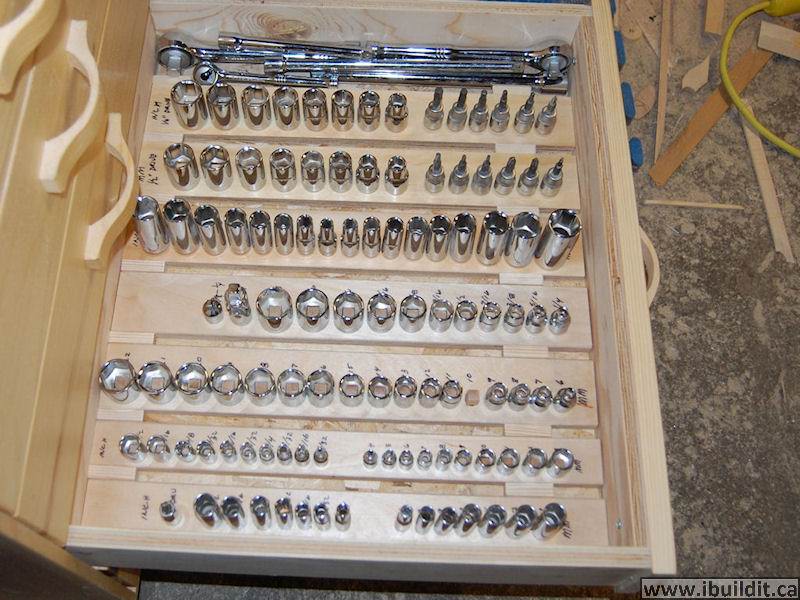 Homemade Drawer Organizer filled with Tools