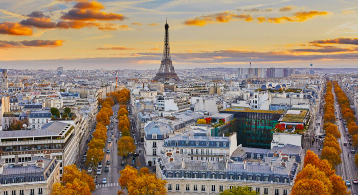 Best Weekend Getaways in Paris at sunset with the Eiffel Tower in the background.