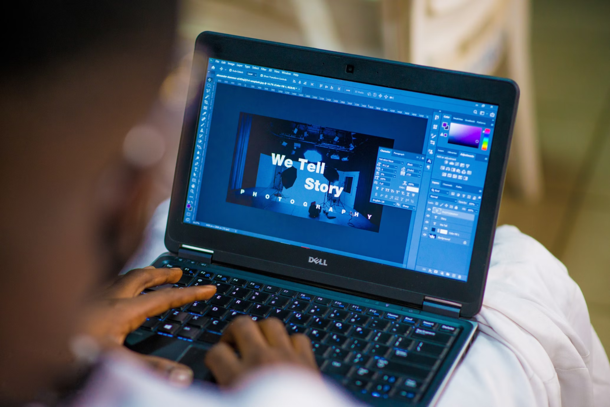 A person using a laptop to become a master in image creation.
