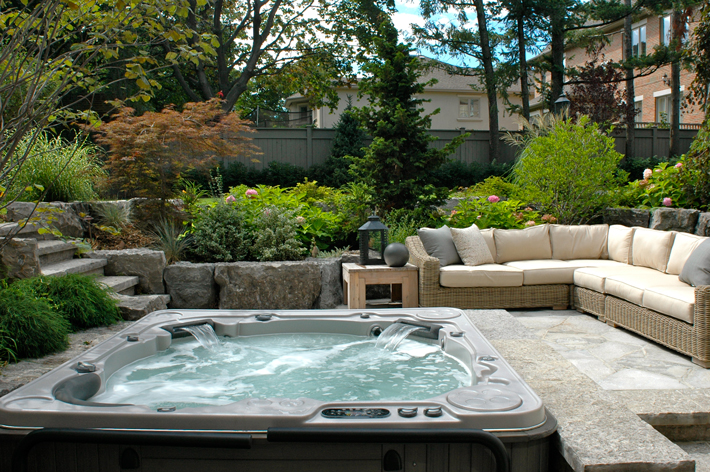 Backyard hot tub.