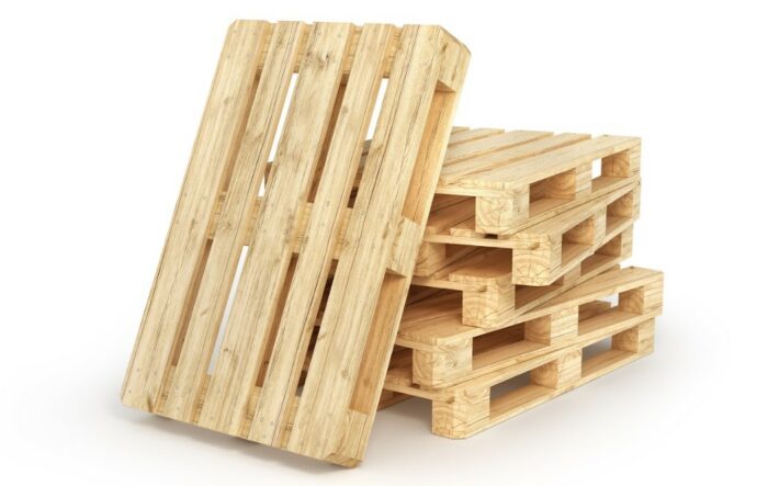 Wholesale wooden pallets on a white background.