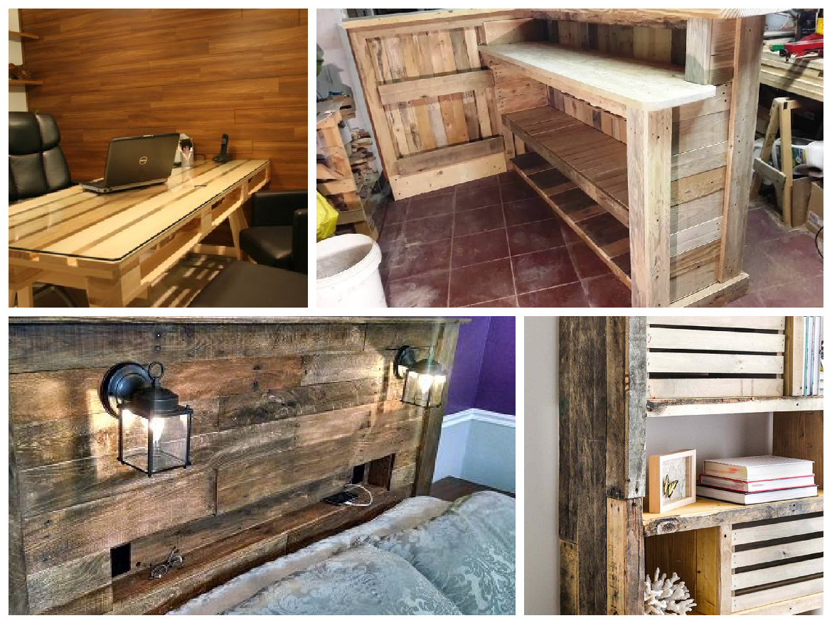 A creative collection of wood pallet ideas for desk designs.