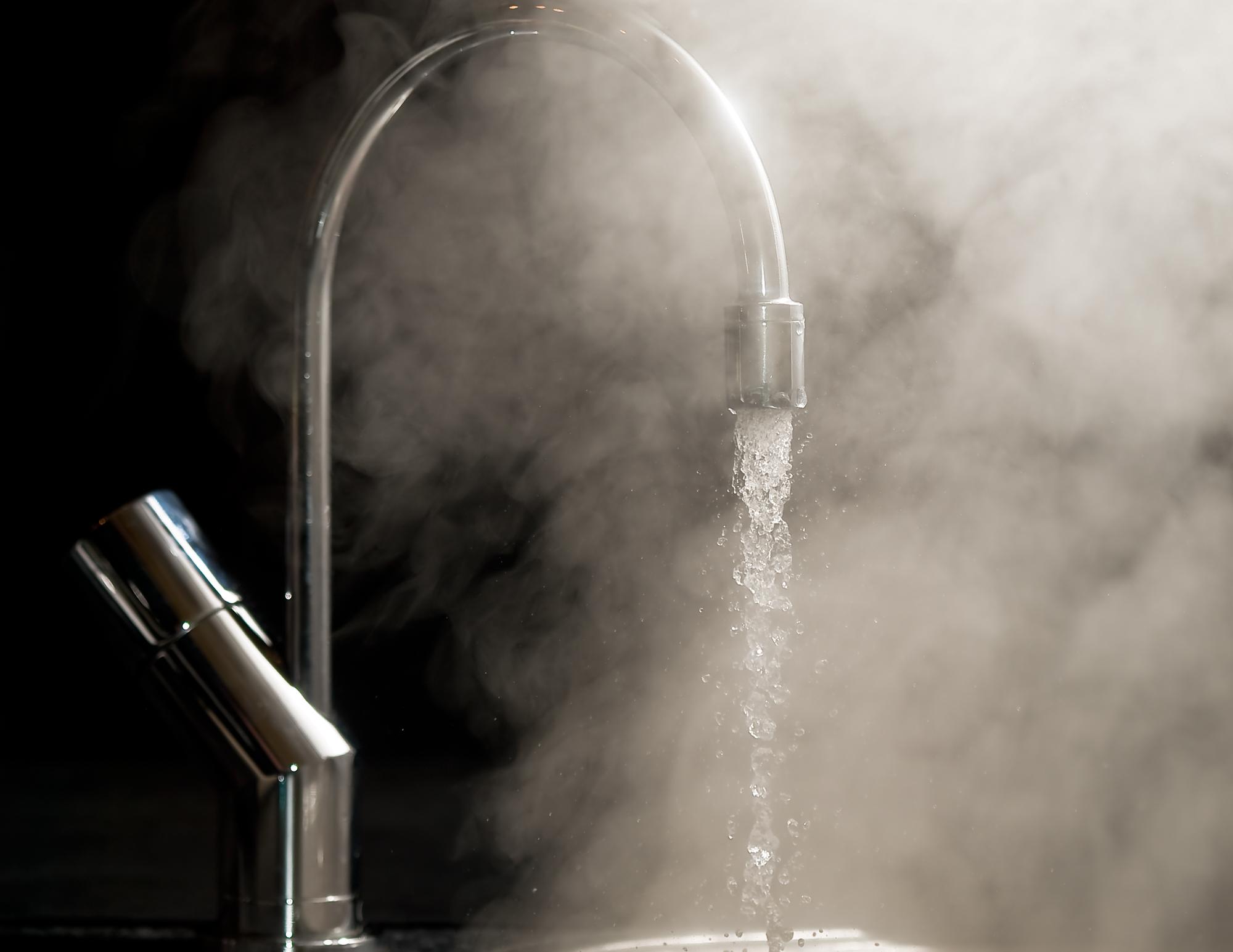 A steamy faucet.