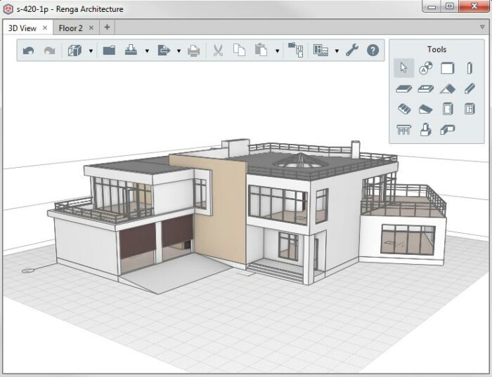 A screenshot of a modern 3D house design software.