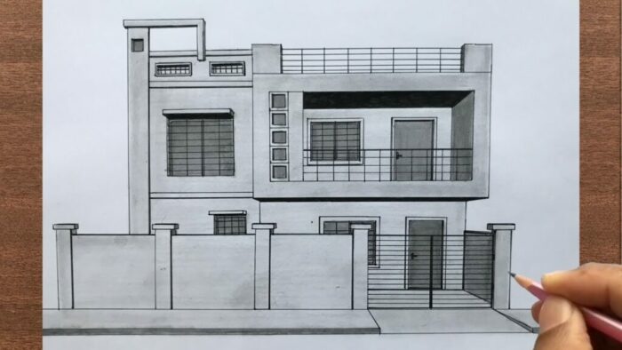 modern house using one-point perspective