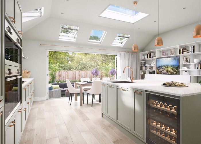 Kitchen Extension with Skylights and Wine Cellar