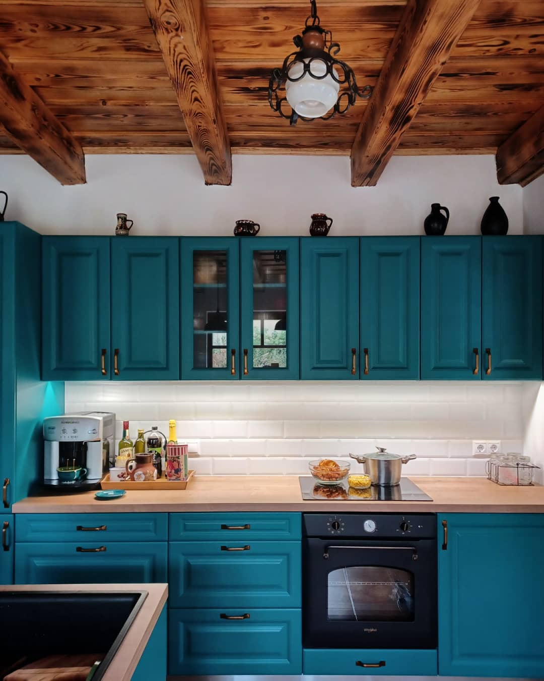 turquoise kitchen cabinet