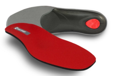 A pair of colorful insoles on a plain background.