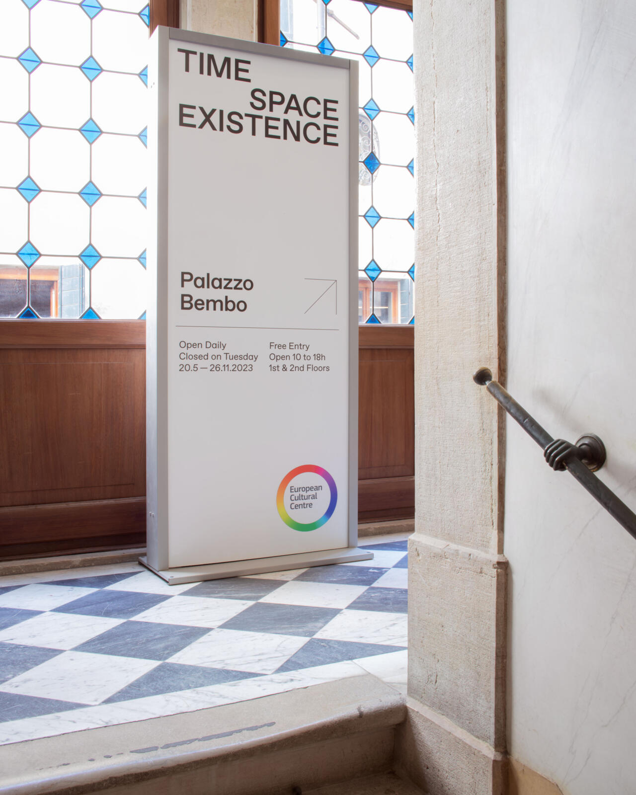 A modernist sign at the Venice Architecture Biennale 2023.
