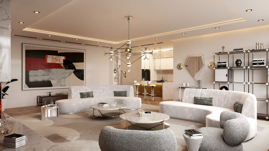Modern luxury living room interior design.