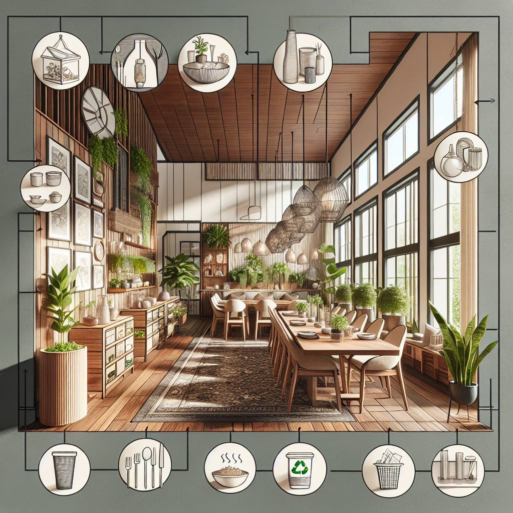 Modern eco-friendly restaurant interior design with plants