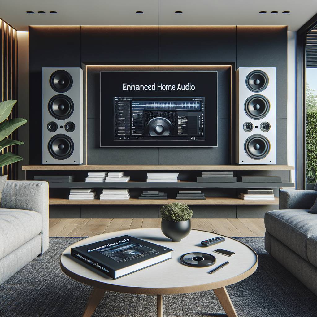 Modern living room with high-end audio system.