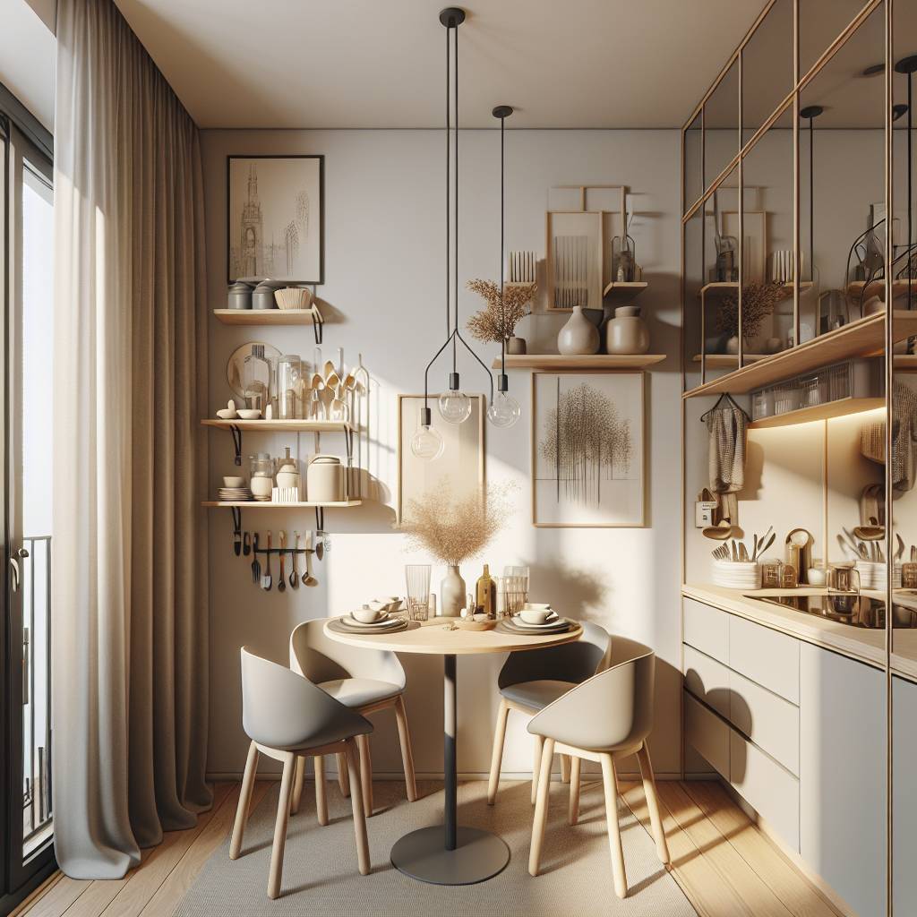 Modern kitchen interior design with dining area.